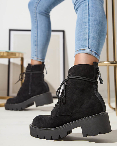 Cizme de damă negre cu toc negru Savet- Footwear