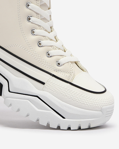 Pantofi sport de damă cu platformă izolată crem a'la sneakers Retiha - Încălțăminte