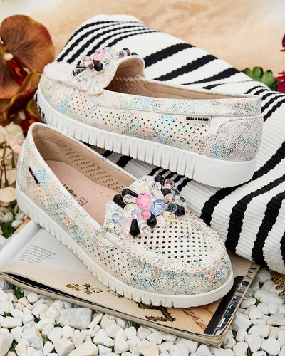 Royalfashion Mocasini traforați cu mărgele pentru femei Nasfali
