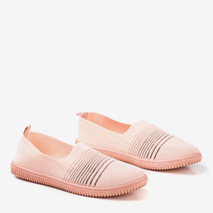 Różowe tenisówki slip - on w paski Yeques - Obuwie