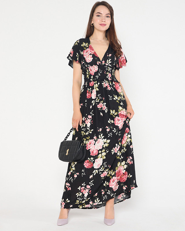 Rochie de damă Airy neagră cu mâneci scurte - Îmbrăcăminte