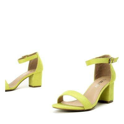 Neonowe żółte sandały na niskim słupku Lisha - Obuwie