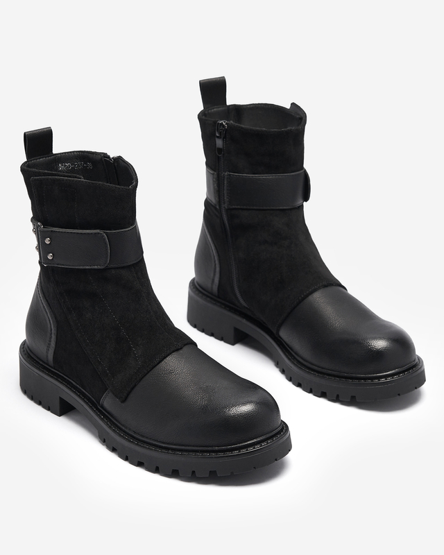 Cizme negre fără toc cu toc plat pentru femei Wetefa - Încălțăminte