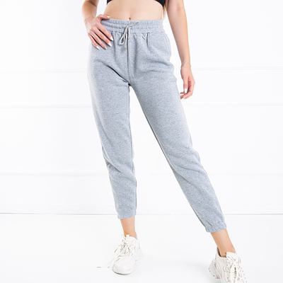 Pantaloni de trening pentru femei gri cu dungi - Îmbrăcăminte
