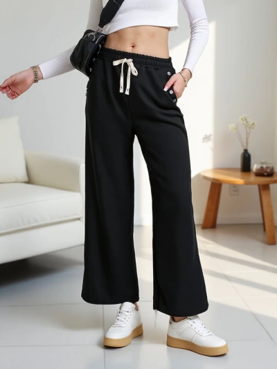 Pantaloni largi de trening pentru femei Royalfashion cu strasuri