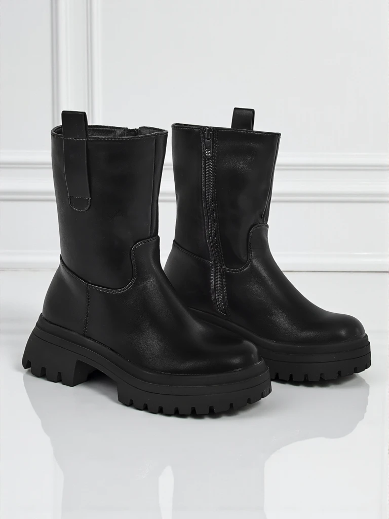 Wyższe botki damskie ze skóry ekologicznej Scarlet Mist