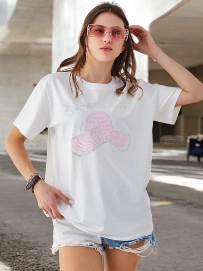Royalfashion Bluză din bumbac pentru femei cu imprimeu