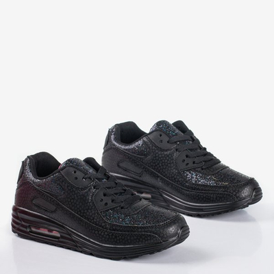 Czarne modne sportowe buty damskie z brokatem Rosella - Obuwie