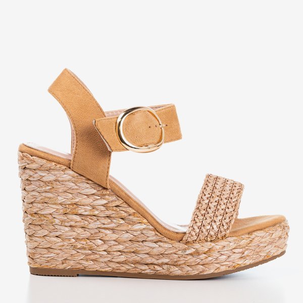 Brązowe sandały na koturnie Baska - Obuwie