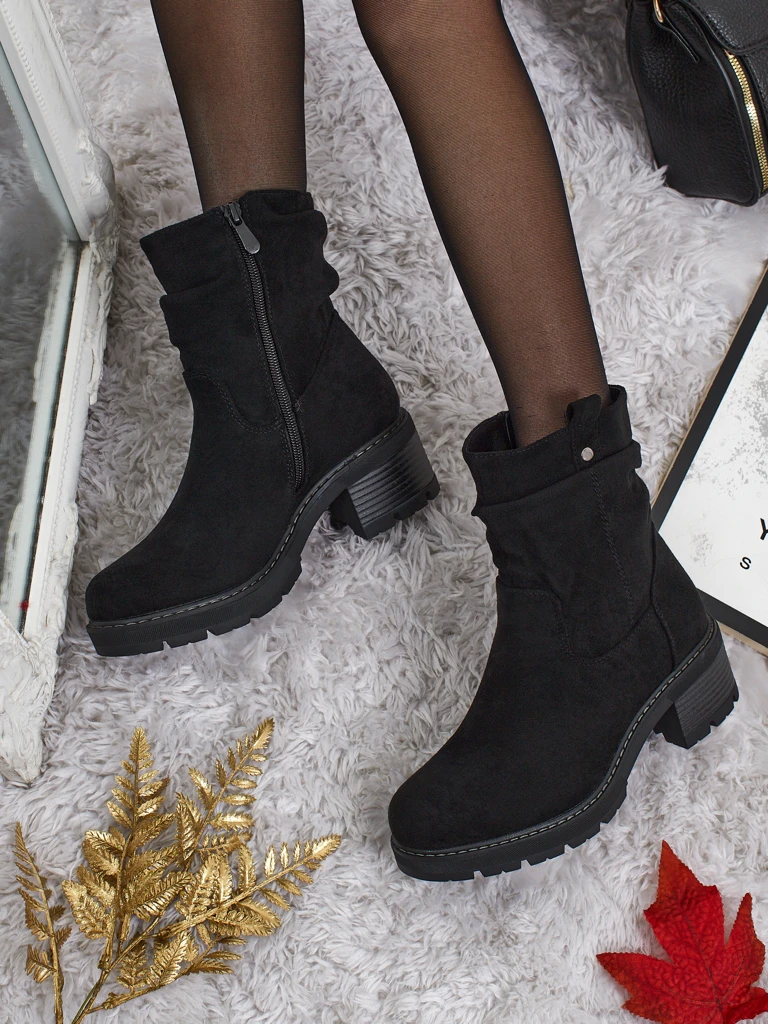 Botine de damă din piele întoarsă ecologică Carmine