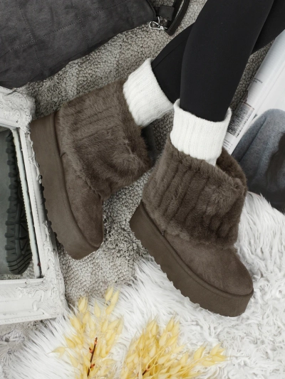 Ghete tip snowboots de damă cu blană artificială Irelle