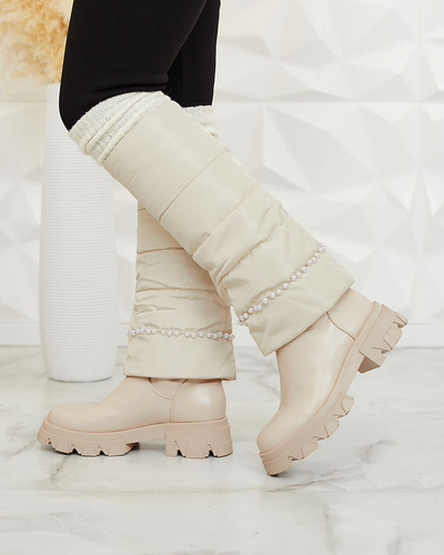 Royalfashion Cizme Ameroe de damă de culoare crem