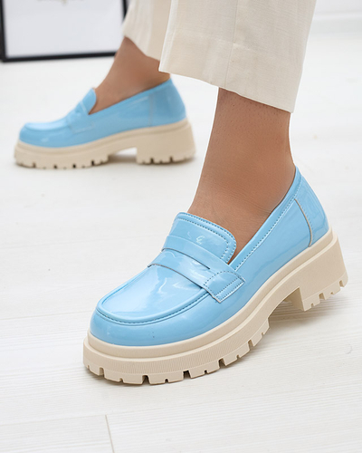 Royalfashion Mocasini lăcuiți albaștri pentru femei Noppel