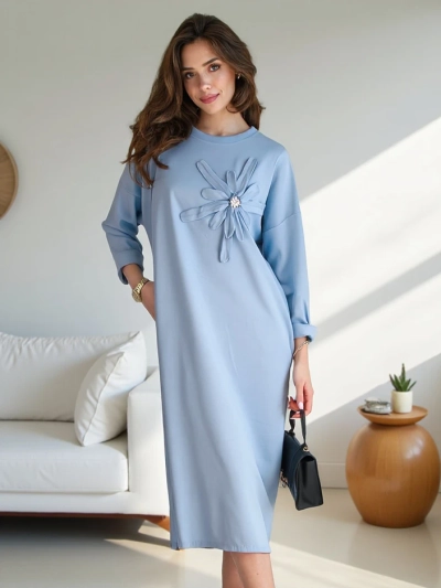 Rochie midi pentru femei Royalfashion, material supradimensionat cu o floare