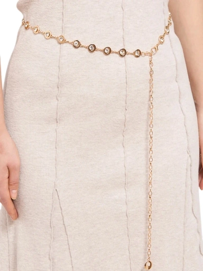 Aurelia Bella Donna – curea metalică de damă cu cristale, aurie 115 cm