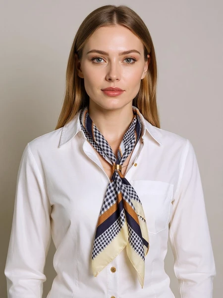 Eșarfă elegantă de damă Apollonia din poliester 69x66 cm – alb/negru