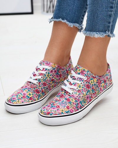 Tenisi dama roz cu flori Sertoli - Incaltaminte