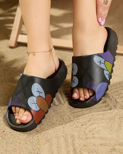 OUTLET Negru șlapi de damă Elmino - Încălțăminte