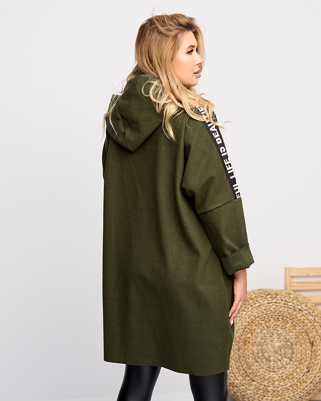 Jachetă de damă verde închis cu inscripții - Îmbrăcăminte