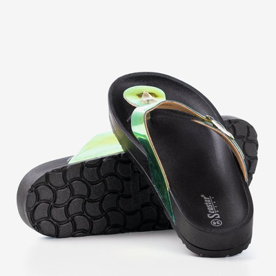 Sandale holografice negre pentru femei Cataramă Manila - Încălțăminte