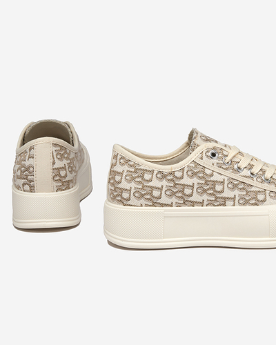 OUTLET Tenisi dama cu platforma cu model in culoarea bej Berika - Incaltaminte