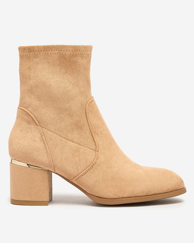 Royalfashion Cizme cu tocuri joase maro deschis pentru femei Rejerra