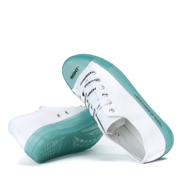 Biało-zielone trampki na gumowej podeszwie Gummie - Obuwie