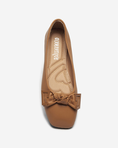 Balerini de damă de culoare camel cu decor pe nas Caxien- Footwear