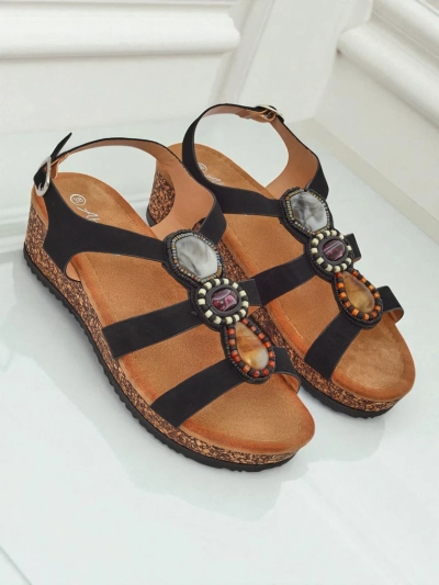 Royalfashion Sandale cu platformă pentru femei, cu pietre Grace Shine