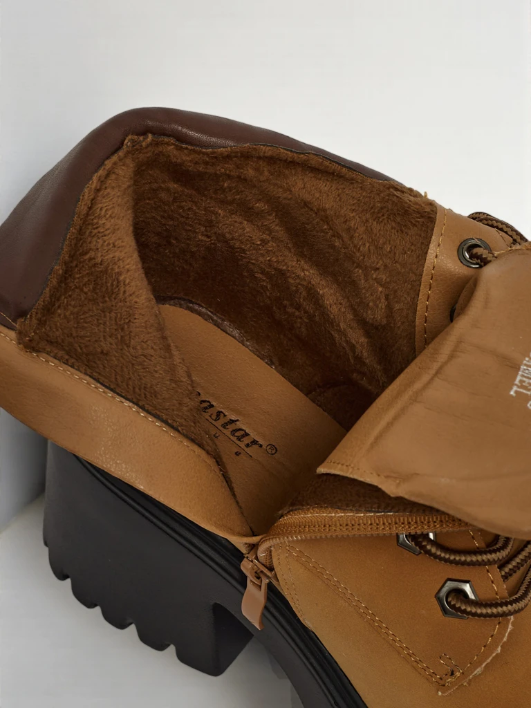 Botine de damă eco-piele întoarsă cu toc și platformă Tavlissa