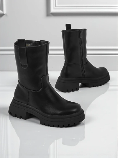 Wyższe botki damskie ze skóry ekologicznej Scarlet Mist