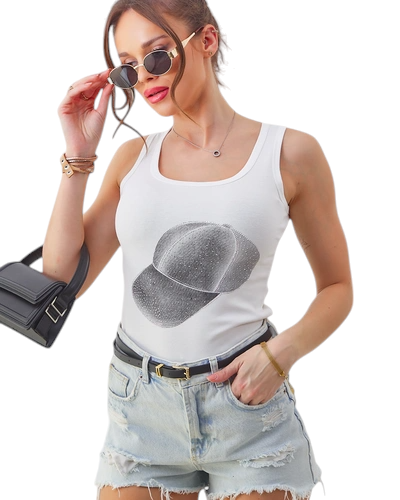 Royalfashion Top din bumbac pentru femei cu pălărie