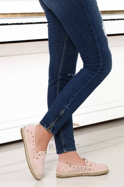 OUTLET Espadrile din piele ecologică roz Normen - Încălțăminte