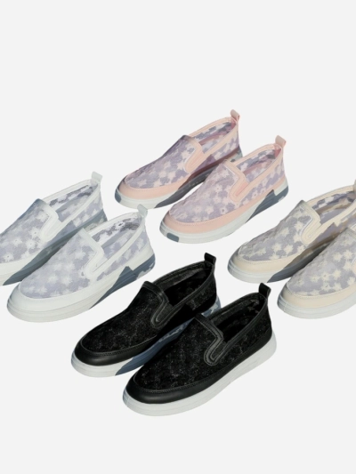 Royalfashion Mocasini cu plasă pentru femei cu flori Emzos