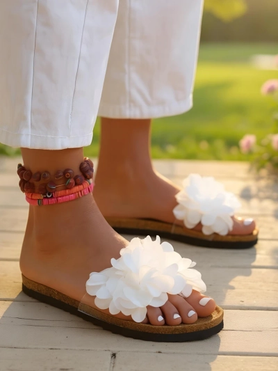 Royalfashion Klapki tră muierĭ cu floroicĭ Flora Soft