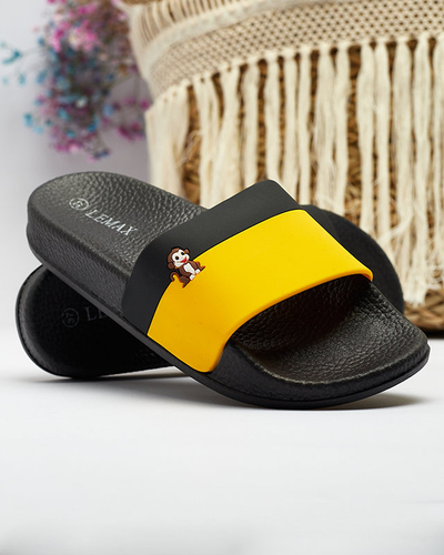 Royalfashion Șlapi de cauciuc galben și negru pentru femei Lierigs