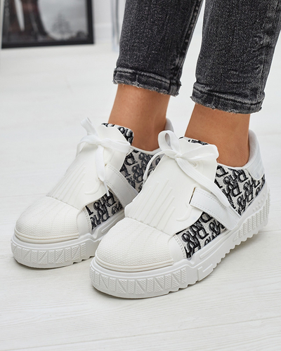 White Printed Sports Sneakers Harrett- Footwear
