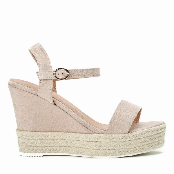 Beżowe sandały na koturnie Jokin - Obuwie