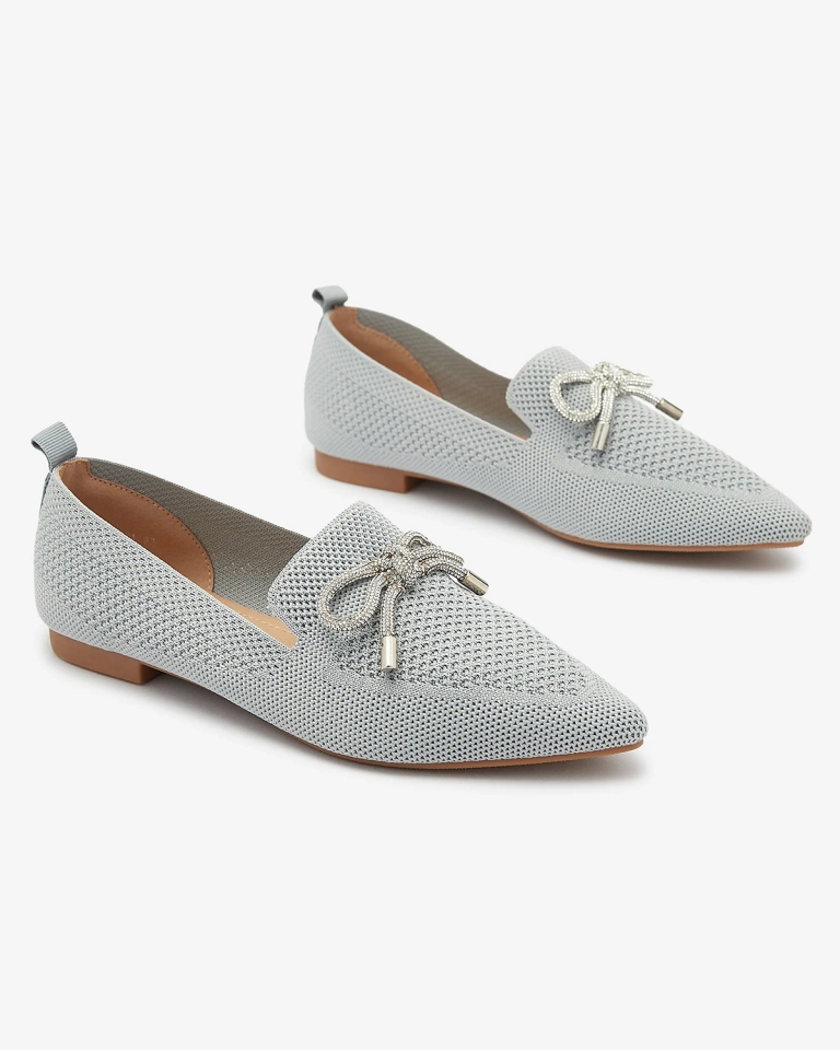 Balerini din material textil pentru femei gri Faqsa- Footwear