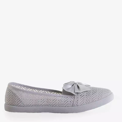 OUTLET Slip de dama ajurat gri deschis - cu fundita Azaria - Incaltaminte