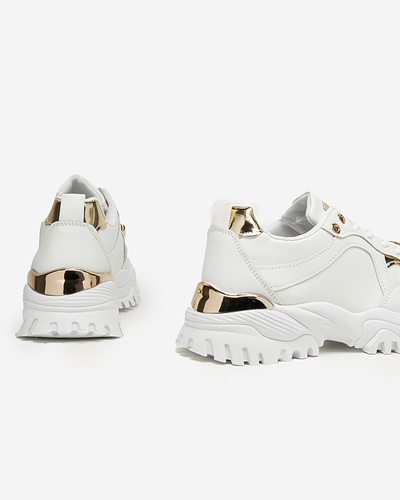 OUTLET Pantofi sport de dama albi cu lant auriu Evitos - Incaltaminte