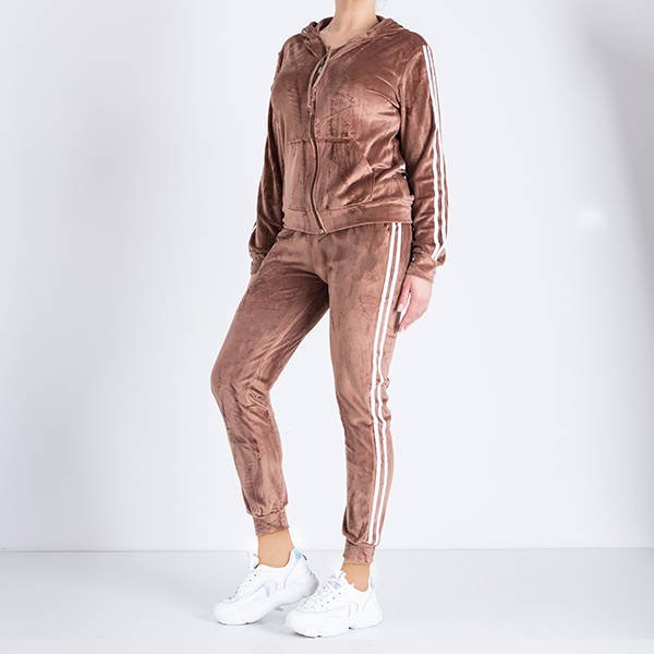 Hanorac maro pentru femei, cu dungi - Îmbrăcăminte