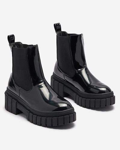 Cizme negre de damă din piele întoarsă cu talpă mai groasă Fazzati- Footwear