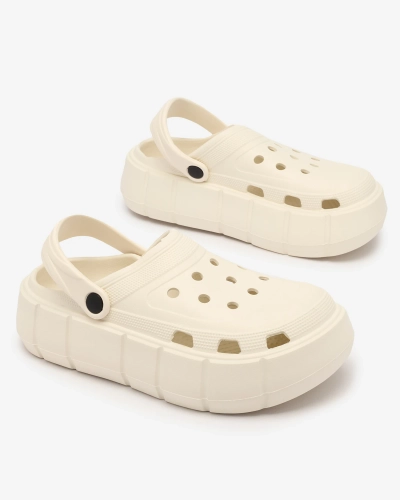 Royalfashion Șlapi de damă crem cu ornament ajurat Mightty