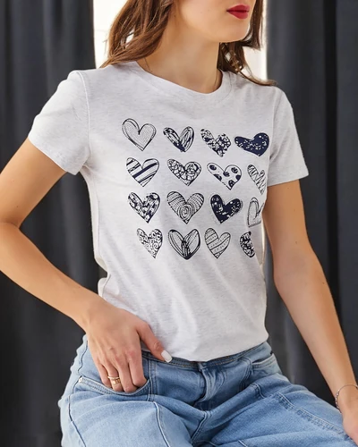 Royalfashion Tricou din bumbac pentru femei A Lot of Hearts