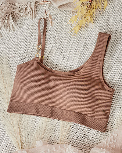 Royalfashion Sutien cu nervuri pentru femei cu curea decorativă