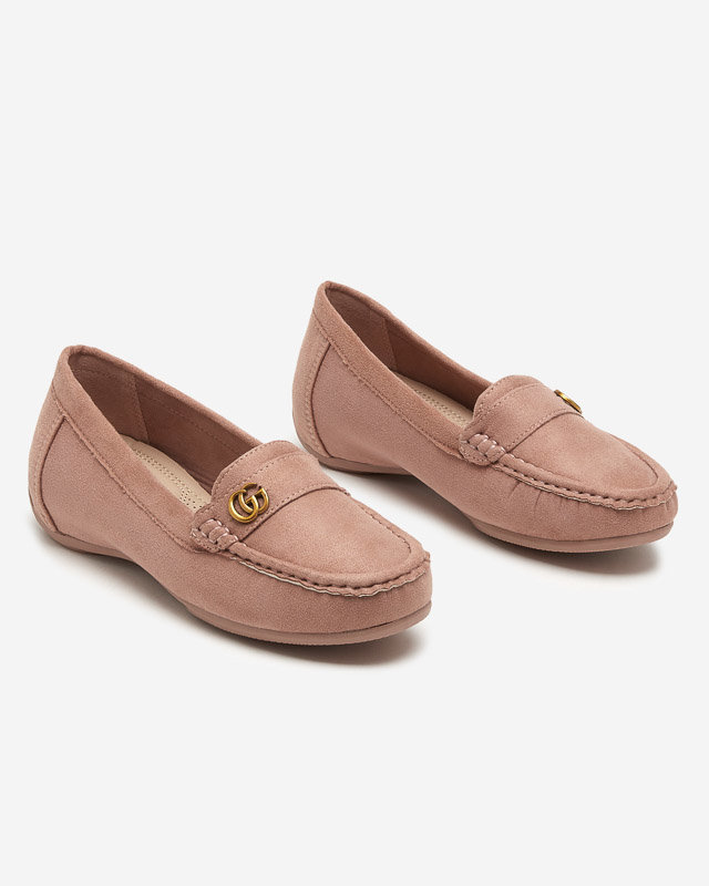 Mocasini de dama roz inchis pe pană joasă, acoperită Lemira - Încălțăminte