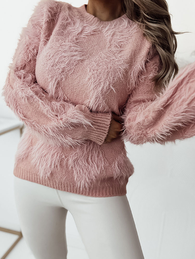 Royalfashion Pulover pentru femei pufos în roz