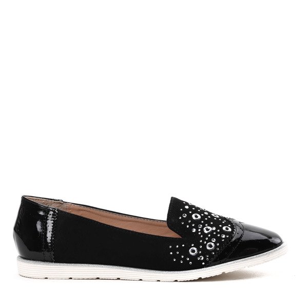 Czarne mokasyny z ozdobą Sam- Obuwie