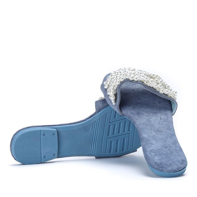 Niebieskie klapki z koralikami Amely - Obuwie